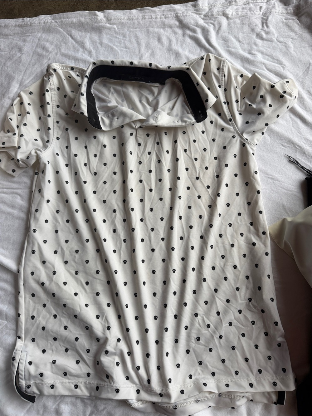 Greyson White Button-Down Top with Black Pattern